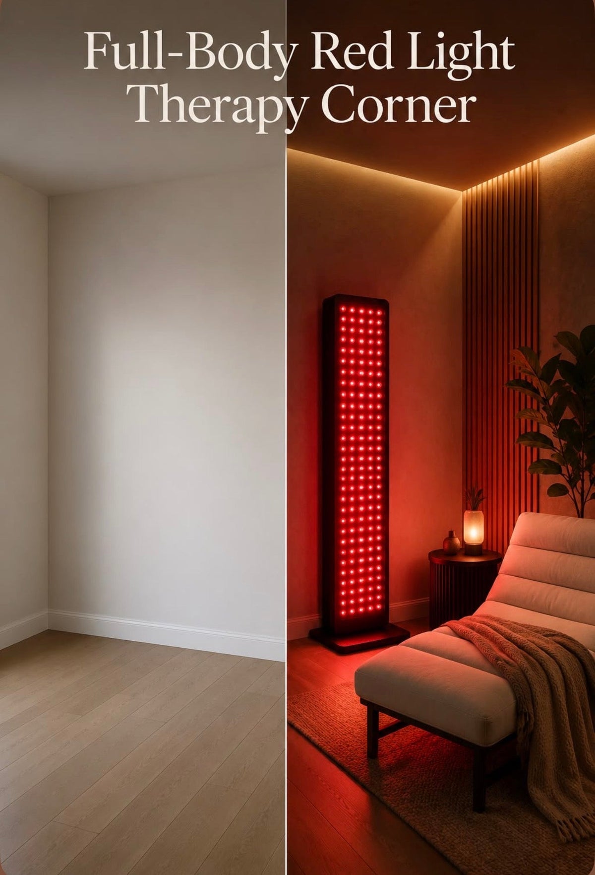 Roodlichttherapie paneel voor het vergelijken van behandelgebied en apparaatvorm