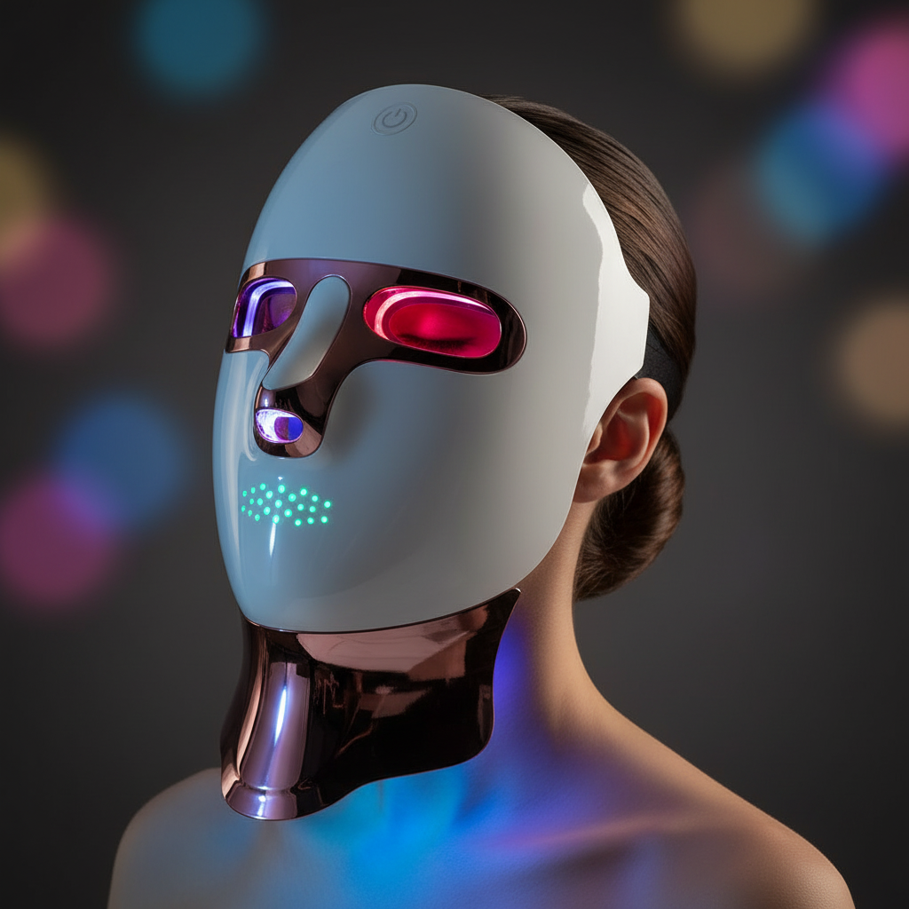LED Roodlichttherapiemasker Gezicht & Nek 660nm 850nm — 7 kleuren lichttherapie