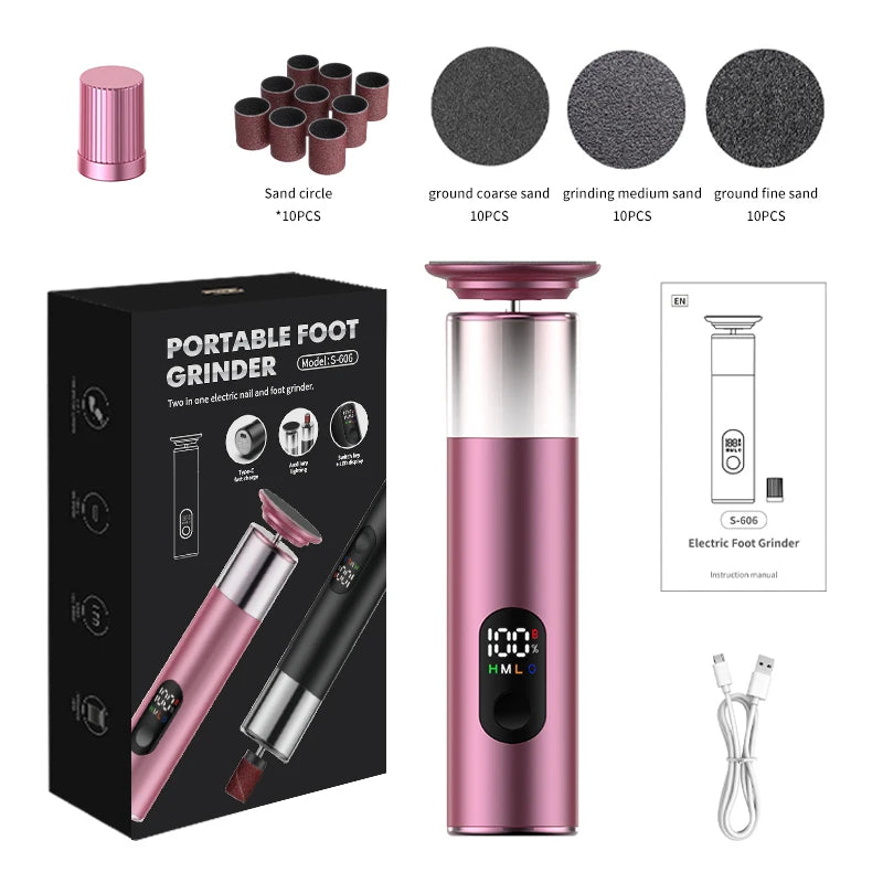 Electric Foot Grinder For Feet, 2-In-1 Foot File & Nail Polisher, Electric Callus Remover Pedicure File Unisex With Gift Box Kenza Beauty Lab