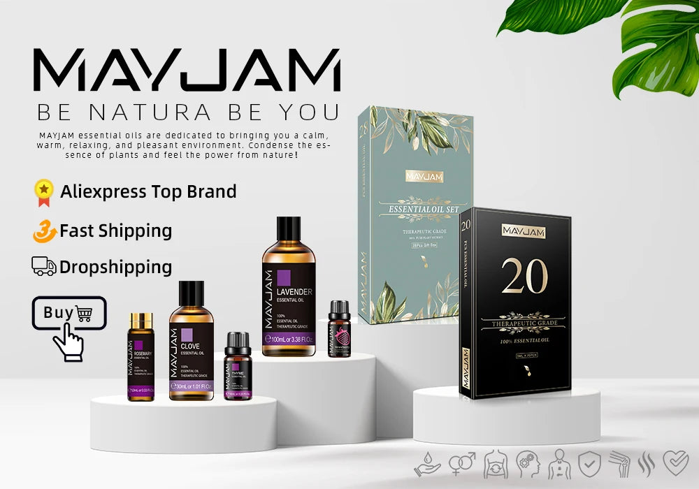 MAYJAM Essentiële Oliën 10ml – Puur Plantenextract voor Aromatherapie & DIY