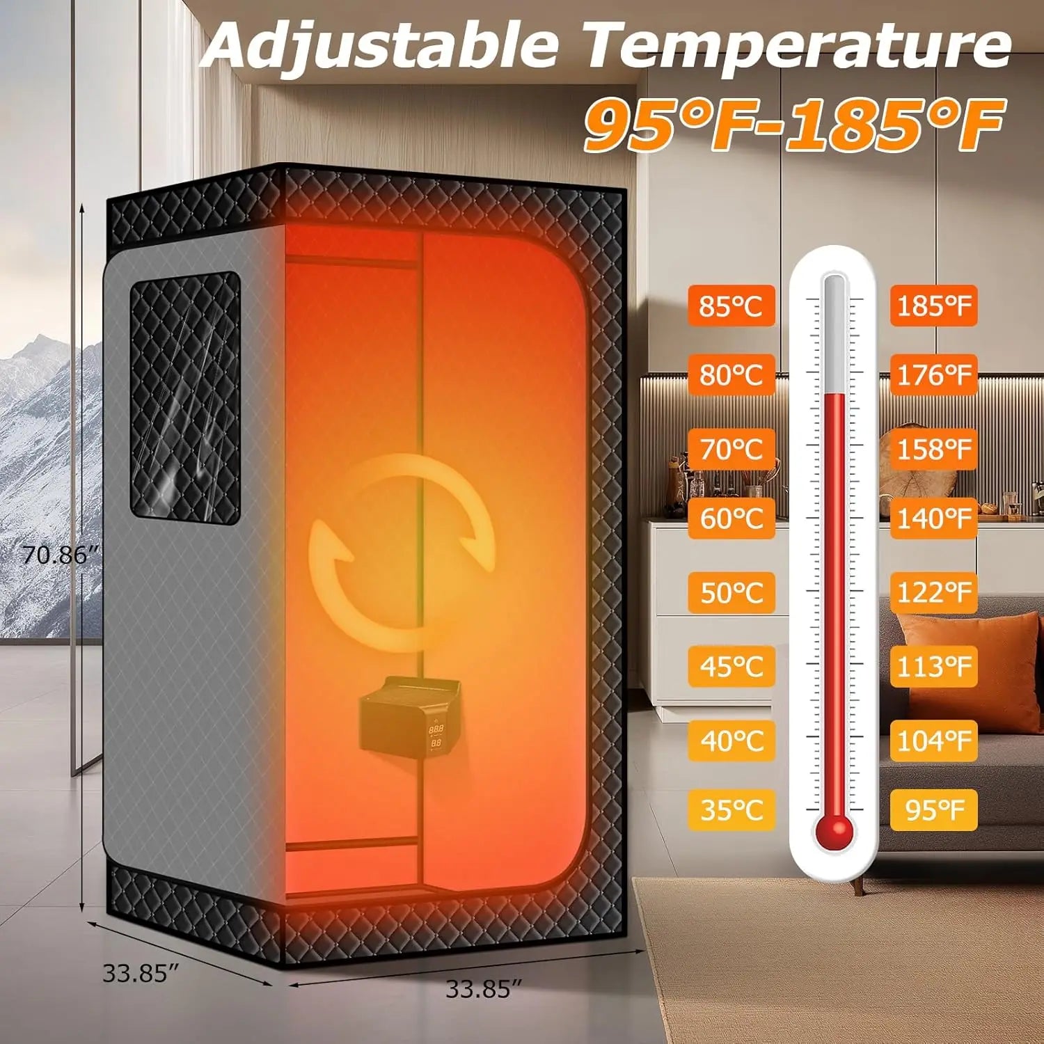 Draagbare Sauna 1500W met 660nm Roodlicht – verpakking
