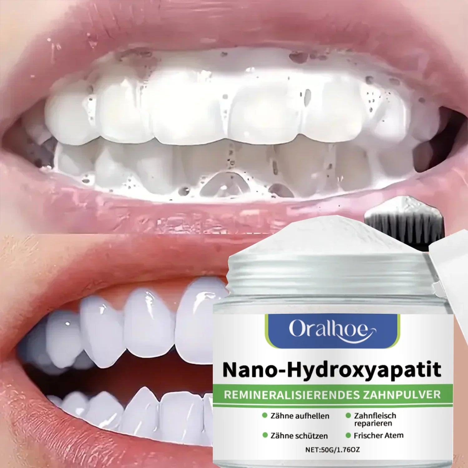 Whitening Tandpoeder met 10% Hydroxyapatiet – Remineralisatie & Frisse Adem