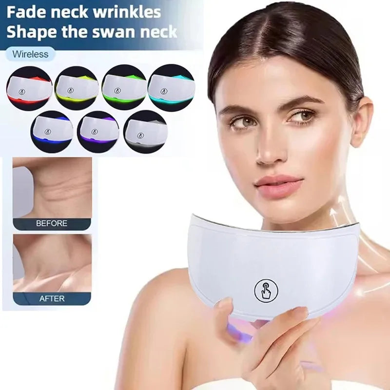 7-Kleuren Photon Nek LED Masker – Roodlicht Therapie, Anti-Aging & Huidverjonging