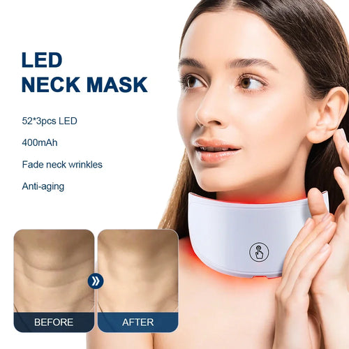 7-Kleuren Photon Nek LED Masker – Roodlicht Therapie, Anti-Aging & Huidverjonging