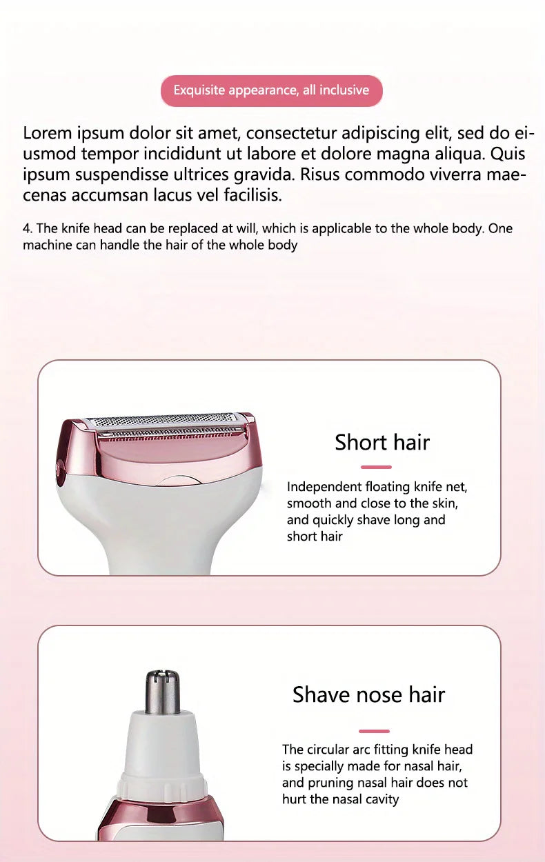4-in-1 Elektrische Dames Epilator – Pijnloos Ontharen, Scheren & Trimmen