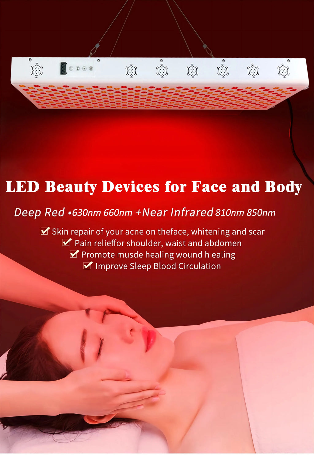 Dual Chip Roodlicht Therapiepaneel — 660nm & 850nm