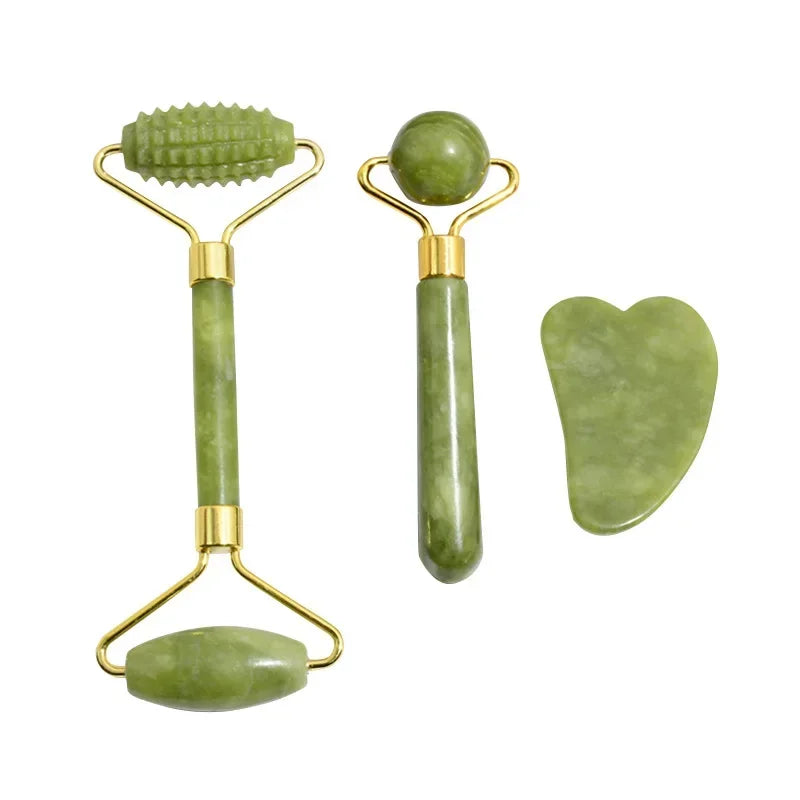 Natuurlijke Jade Roller & Gua Sha Set — Gezichtsmassage voor Lifting, Ontspanning & Stralende Huid