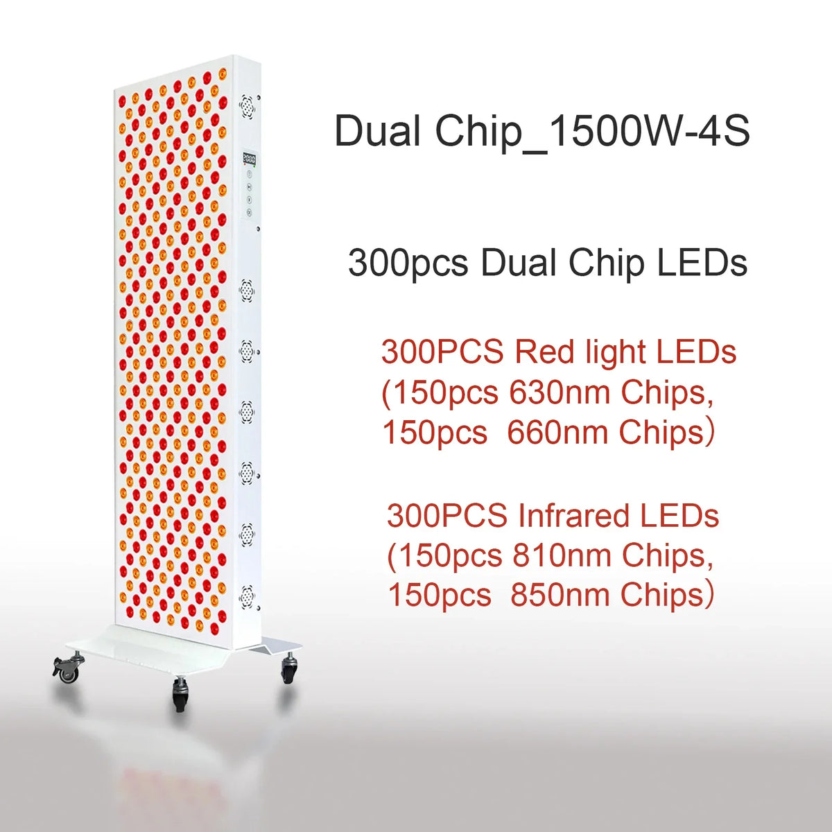 Roodlichttherapie paneel 1500W met 4 panelen
