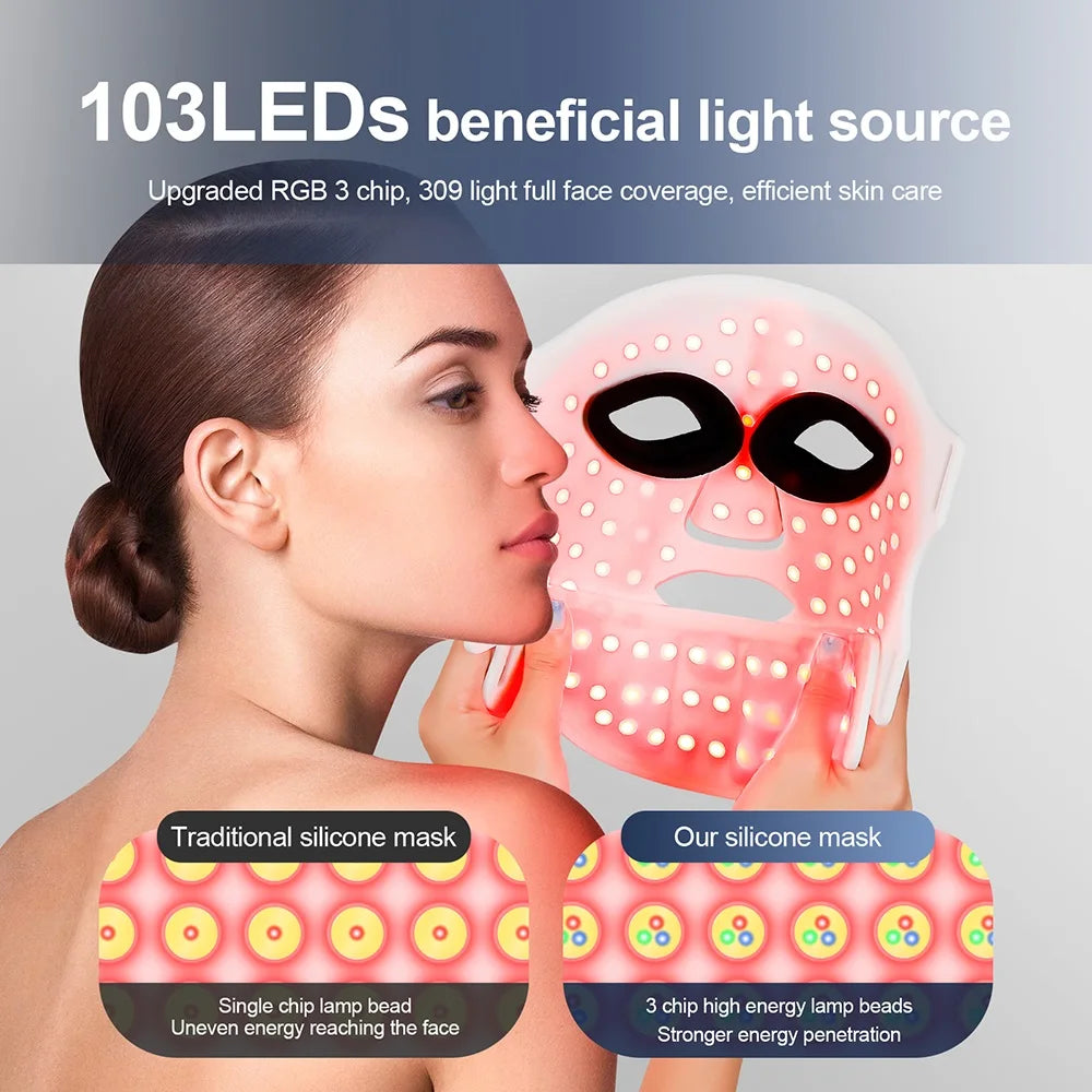 Siliconen LED Masker Gezicht & Nek – 7 Kleuren Lichttherapie voor Huidherstel
