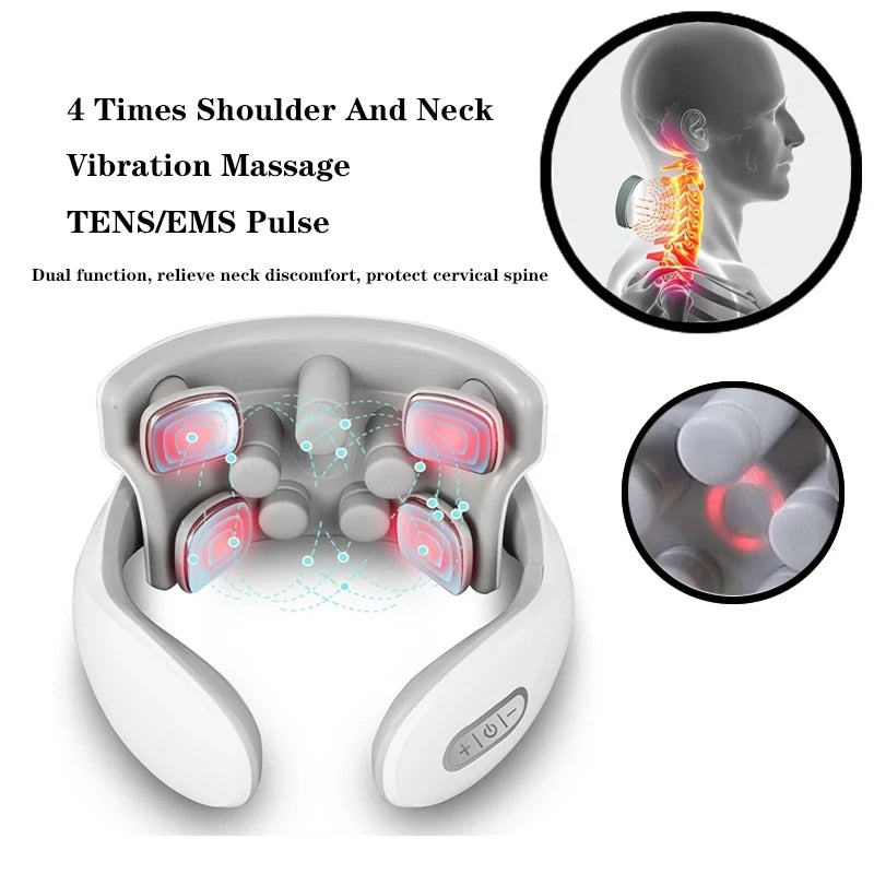 Vibration Neck Masssger Rechargeable Low Frequency Pulse Cervical Massager Smart Electric Neck Massager Red Light Massage Kenza Beauty Lab