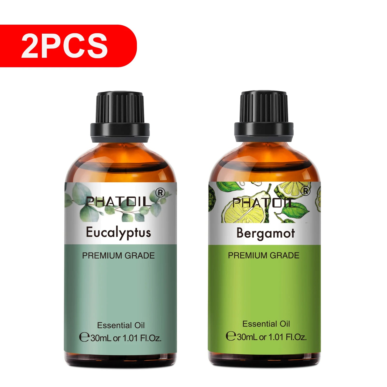 PHATOIL Essentiële Oliën Set 30ml – Lavendel, Citroen, Eucalyptus, Sandelhout & Bergamot voor Diffuser & DIY