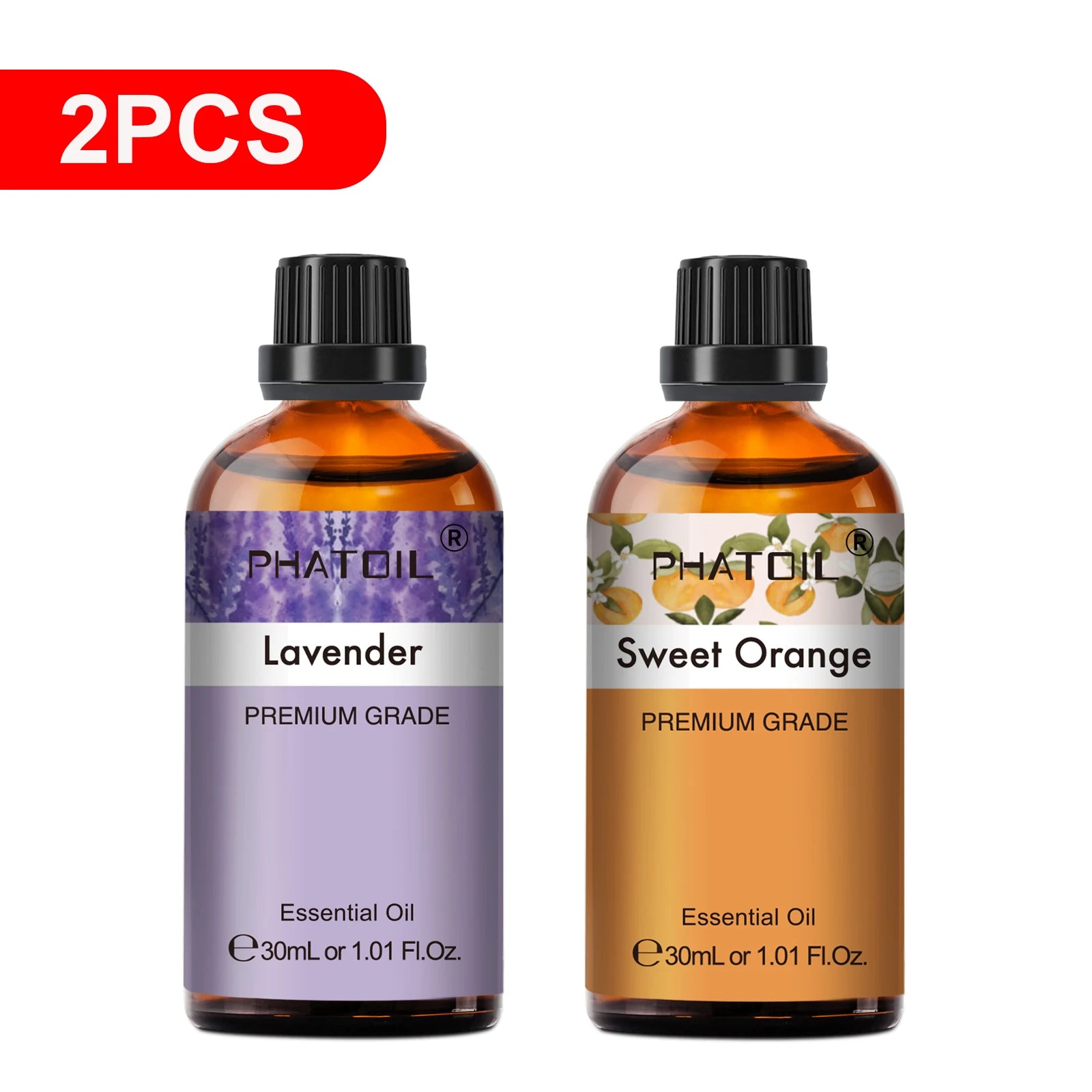 PHATOIL Essentiële Oliën Set 30ml – Lavendel, Citroen, Eucalyptus, Sandelhout & Bergamot voor Diffuser & DIY