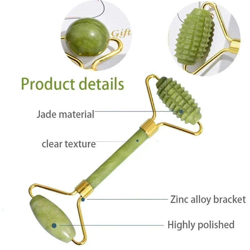 Natuurlijke Jade Roller & Gua Sha Set — Gezichtsmassage voor Lifting, Ontspanning & Stralende Huid