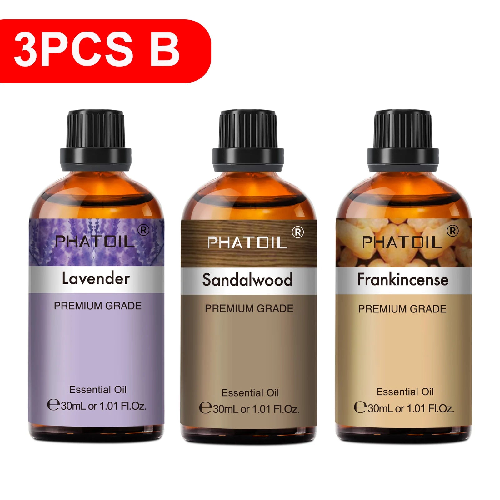 PHATOIL Essentiële Oliën Set 30ml – Lavendel, Citroen, Eucalyptus, Sandelhout & Bergamot voor Diffuser & DIY