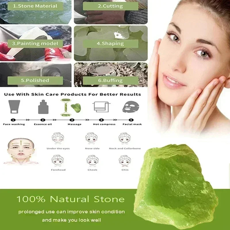Natuurlijke Jade Roller & Gua Sha Set — Gezichtsmassage voor Lifting, Ontspanning & Stralende Huid