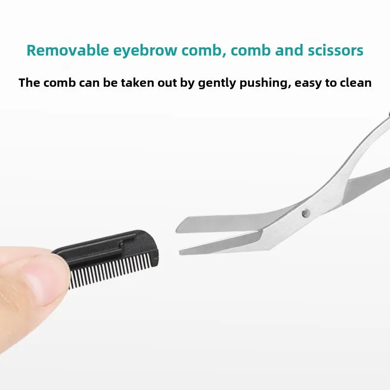 1Pc Safe Eyebrow Trimmer Black Eyebrow Scissors with Comb Hair Removal Shaver Eyebrows Shaping Makeup Tool  Stainless Steel 2025 Kenza Beauty Lab