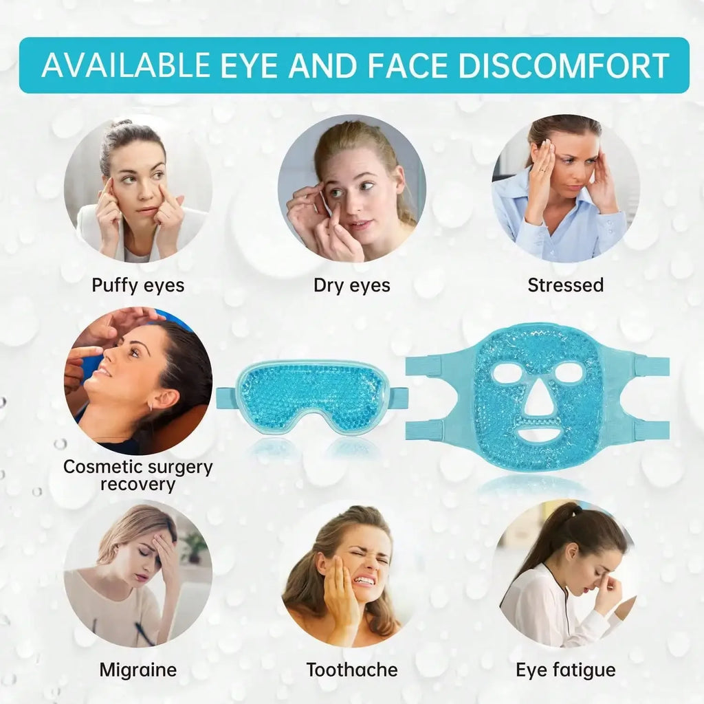 Gel Koelmasker voor Gezicht & Ogen — Warm & Koud Kompres voor Ontspanning & Verzorging