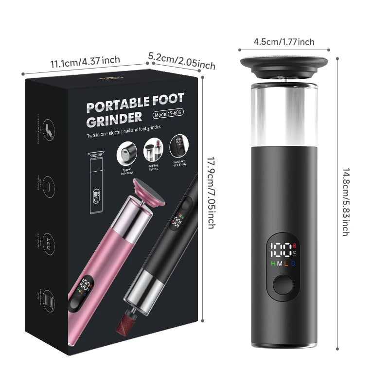 Electric Foot Grinder For Feet, 2-In-1 Foot File & Nail Polisher, Electric Callus Remover Pedicure File Unisex With Gift Box Kenza Beauty Lab