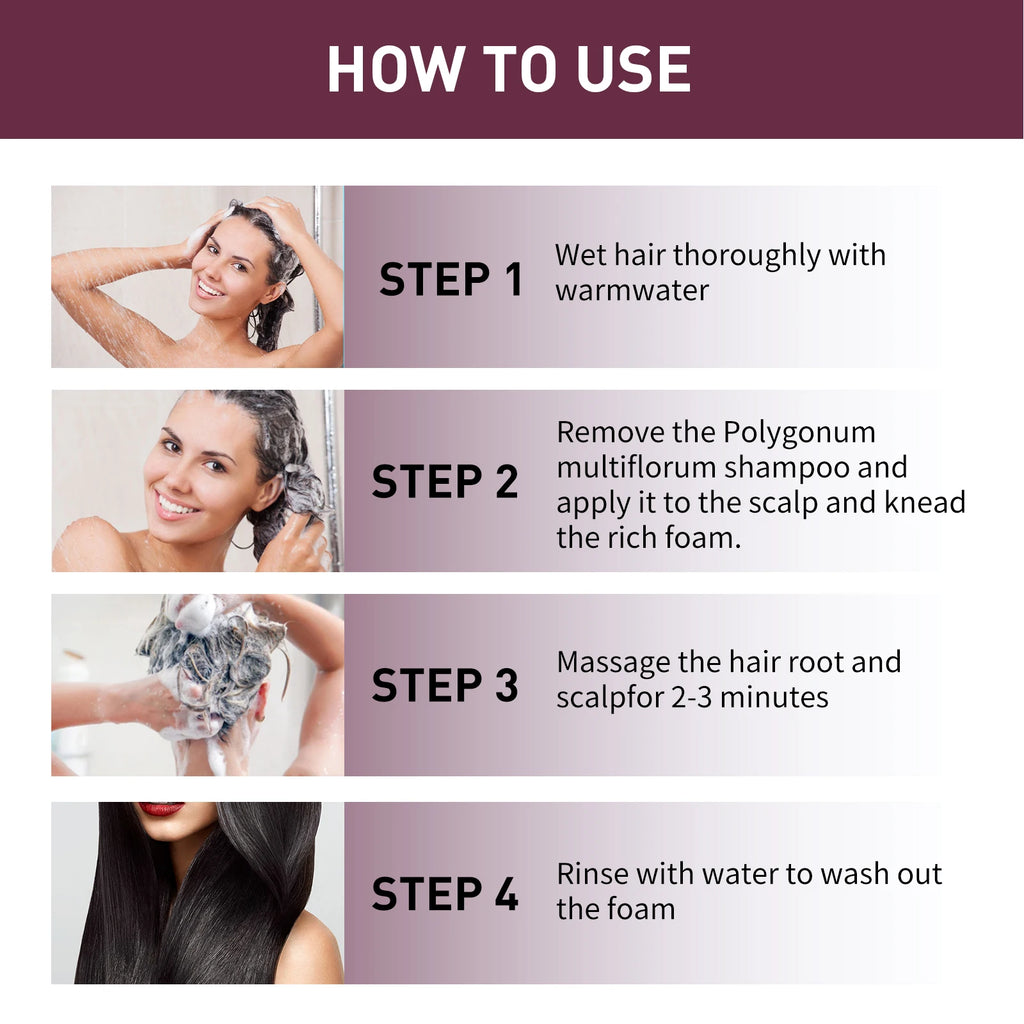 Polygonum Multiflorum Shampoo Soap Remove Dandruff Reduct Hair Loss Restore Natural Black Hair Strengthen Hair Roots Hair Care Kenza Beauty Lab