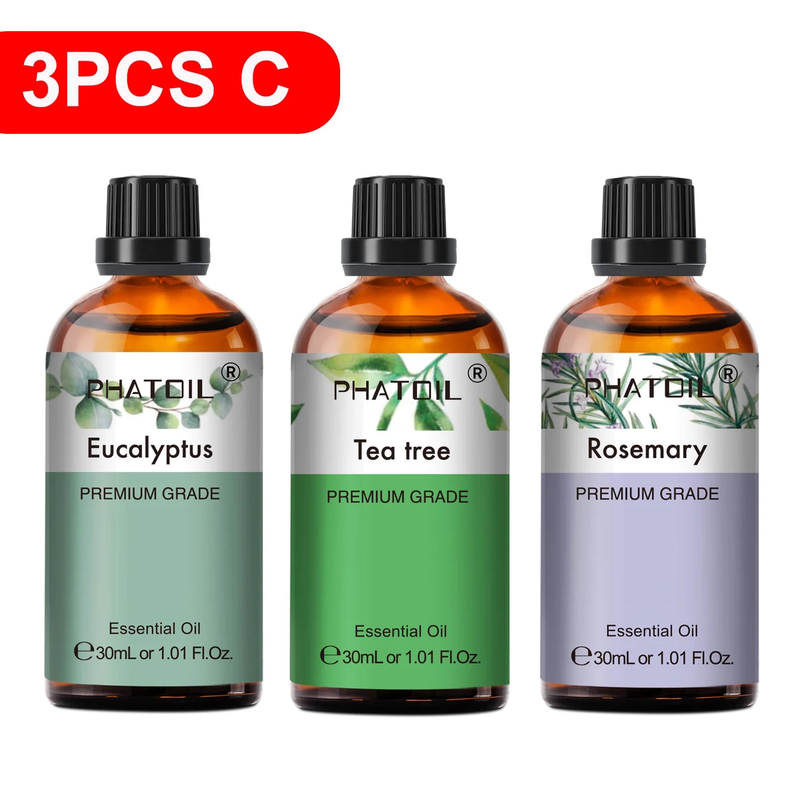 PHATOIL Essentiële Oliën Set 30ml – Lavendel, Citroen, Eucalyptus, Sandelhout & Bergamot voor Diffuser & DIY