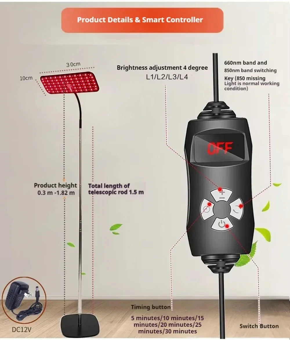 660nm & 850nm LED Roodlichttherapie Lamp – Huid & Spierherstel