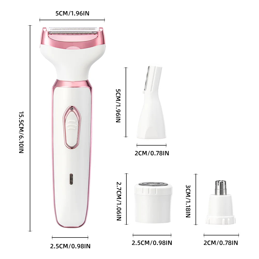 4-in-1 Elektrische Dames Epilator – Pijnloos Ontharen, Scheren & Trimmen