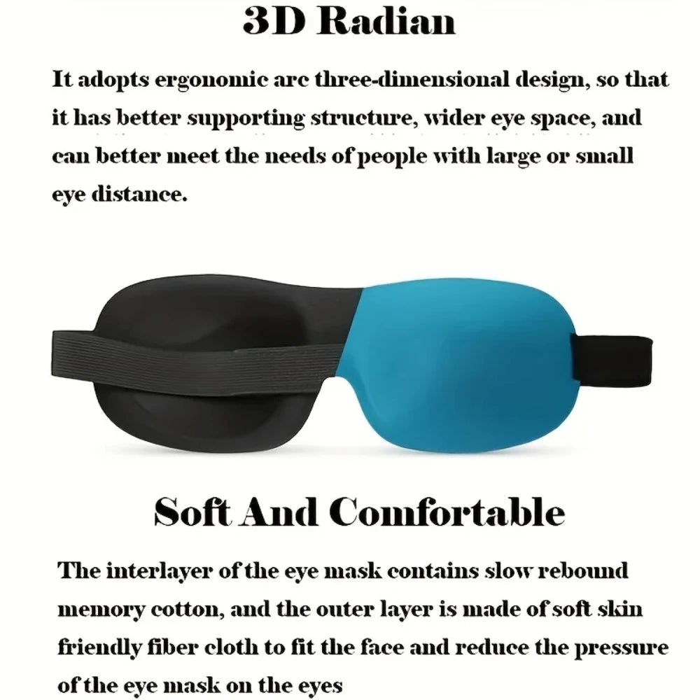 3D Slaapmasker Memory Foam — Lichtblokkerend voor Slaap & Reizen