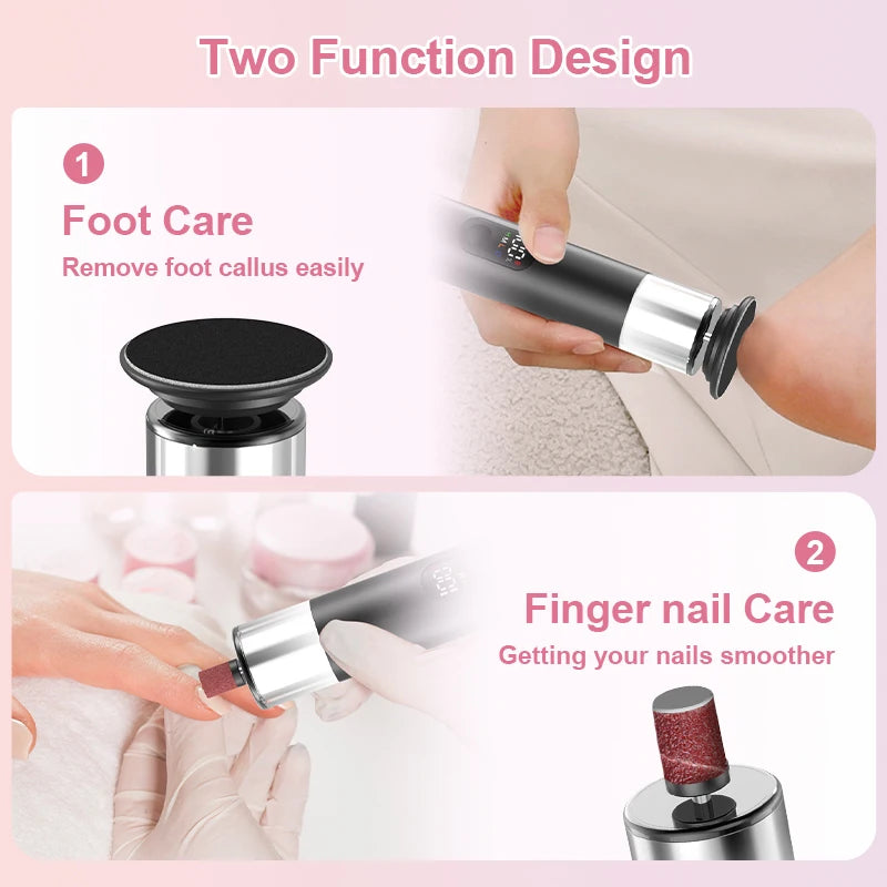 Electric Foot Grinder For Feet, 2-In-1 Foot File & Nail Polisher, Electric Callus Remover Pedicure File Unisex With Gift Box Kenza Beauty Lab