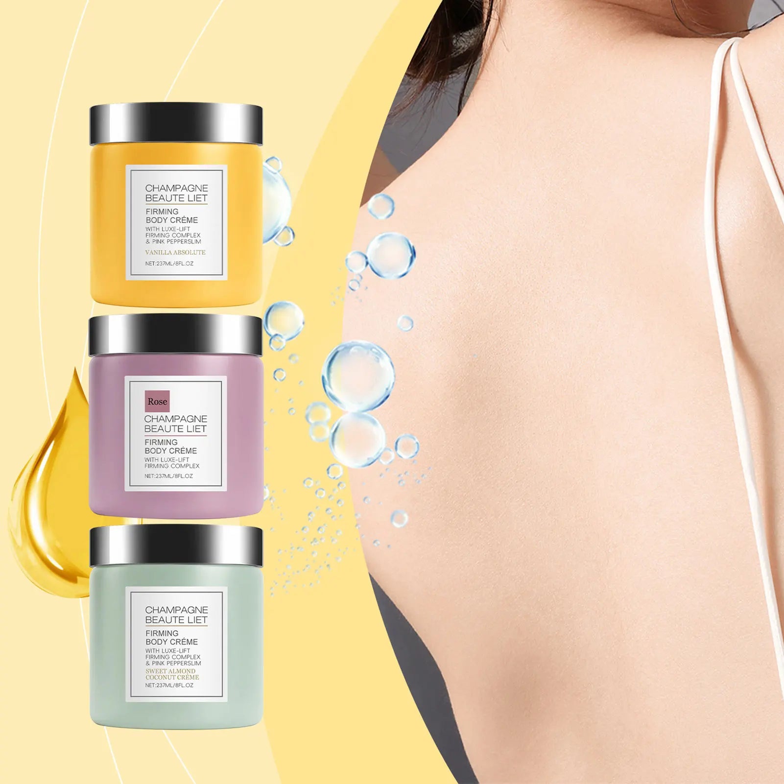 Champagne Firming Body-Cream With Pepperslim Anti Wrinkle Skin Tightening Cream Daily Hydrating Body Lotion For Men And Women Kenza Beauty Lab