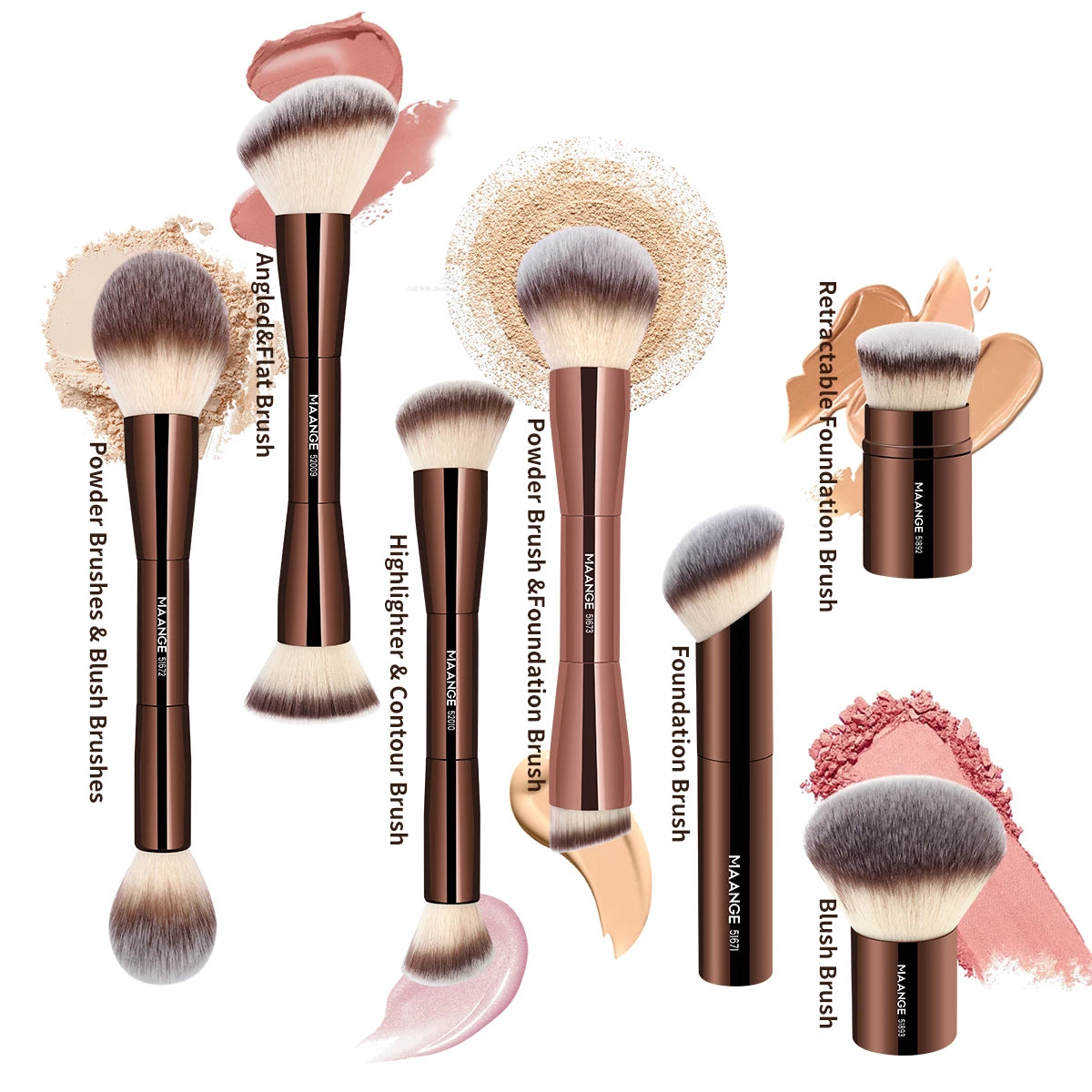 Maange Dubbelkops Make-up Kwast — Foundation, Poeder, Concealer & Blush