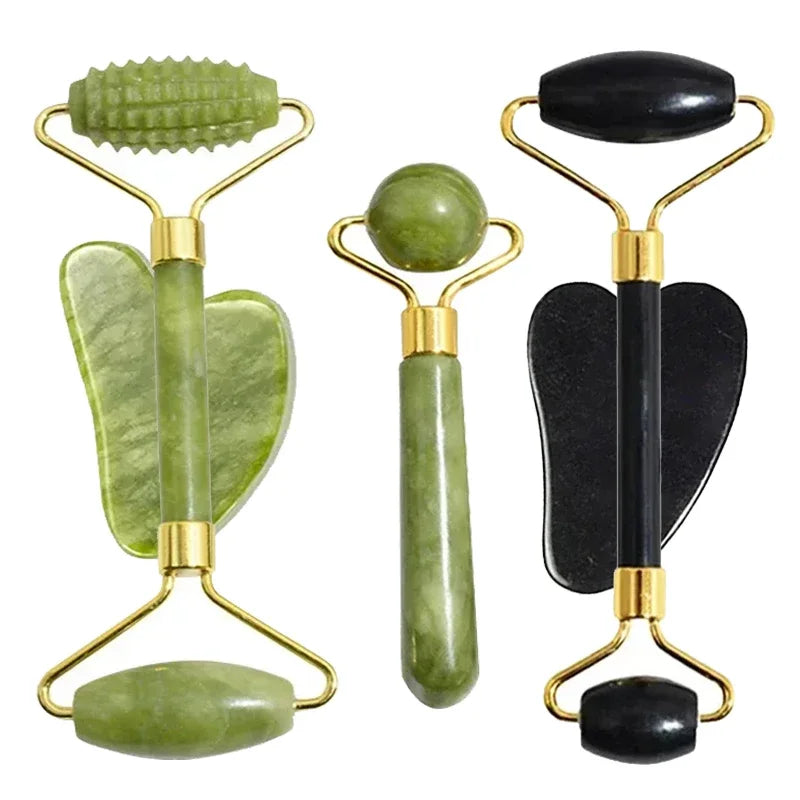 Natuurlijke Jade Roller & Gua Sha Set — Gezichtsmassage voor Lifting, Ontspanning & Stralende Huid
