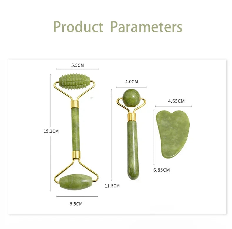 Natuurlijke Jade Roller & Gua Sha Set — Gezichtsmassage voor Lifting, Ontspanning & Stralende Huid