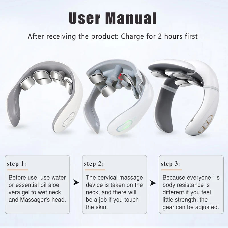 Vibration Neck Masssger Rechargeable Low Frequency Pulse Cervical Massager Smart Electric Neck Massager Red Light Massage Kenza Beauty Lab