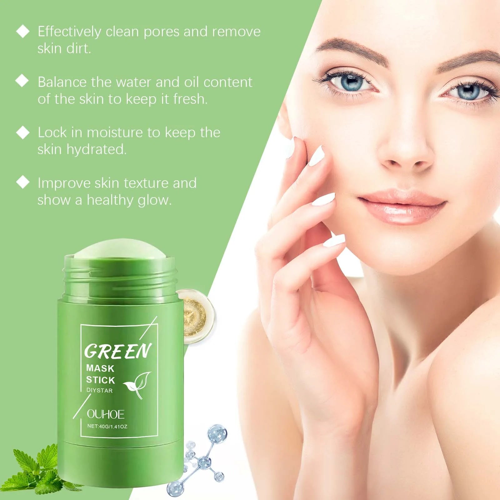 Green Tea Clay Mask Stick — Poriënreiniging, Anti-Acne & Stralende Huid