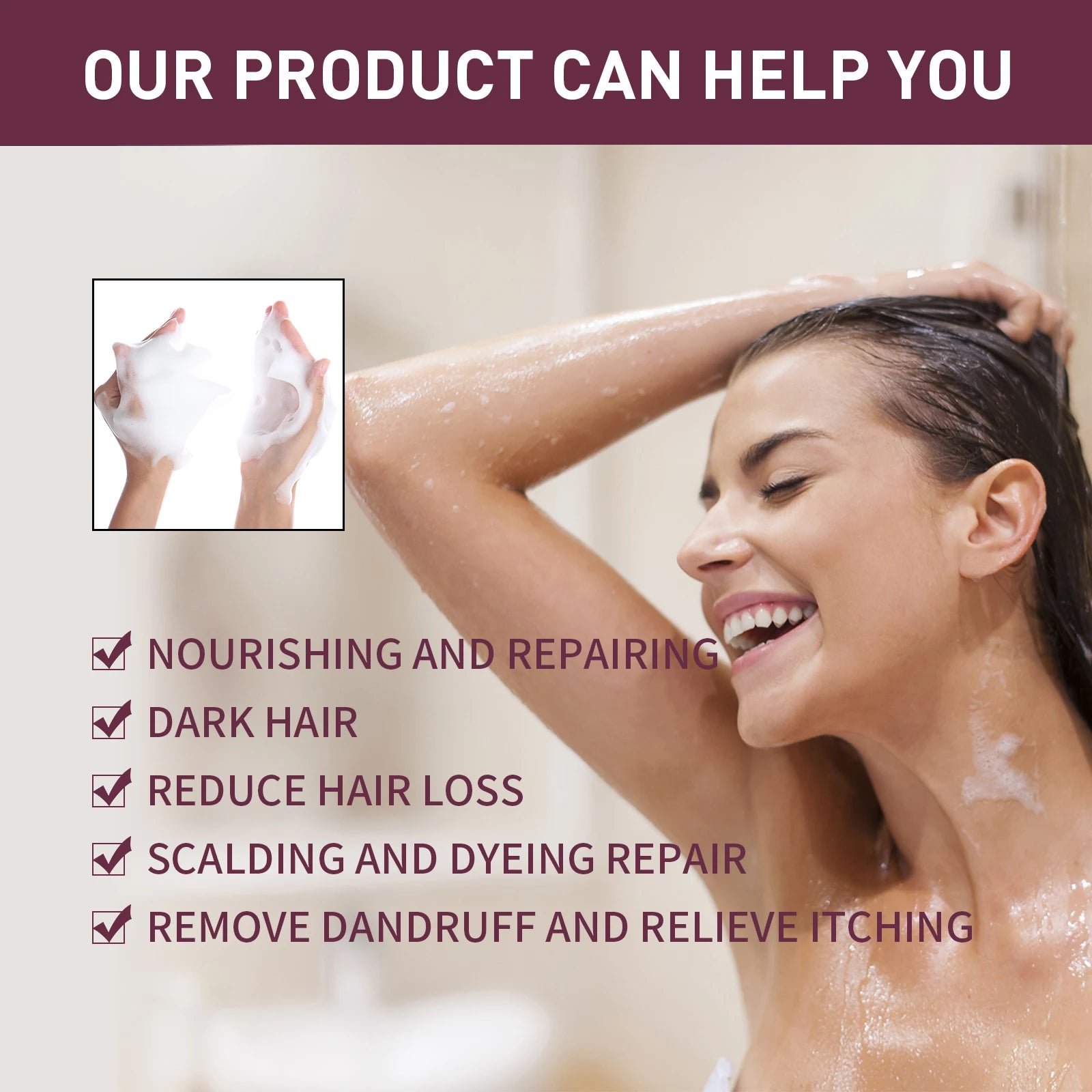 Polygonum Multiflorum Shampoo Soap Remove Dandruff Reduct Hair Loss Restore Natural Black Hair Strengthen Hair Roots Hair Care Kenza Beauty Lab