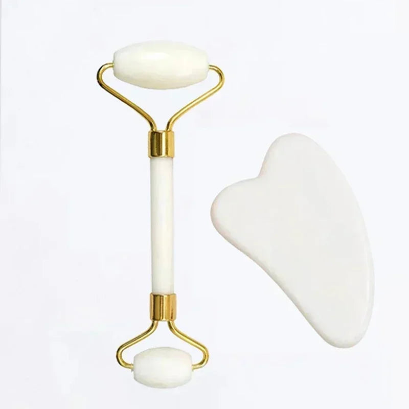 Natuurlijke Jade Roller & Gua Sha Set — Gezichtsmassage voor Lifting, Ontspanning & Stralende Huid