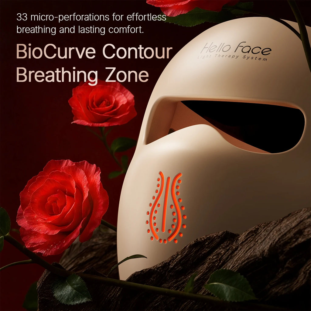 Hello Face M300 4D LED Light Therapy Mask 311 LEDs, 4 Modes, Anti-Aging & Acne Care, Ergonomic Silicone Design, Visual Comfort Kenza Beauty Lab
