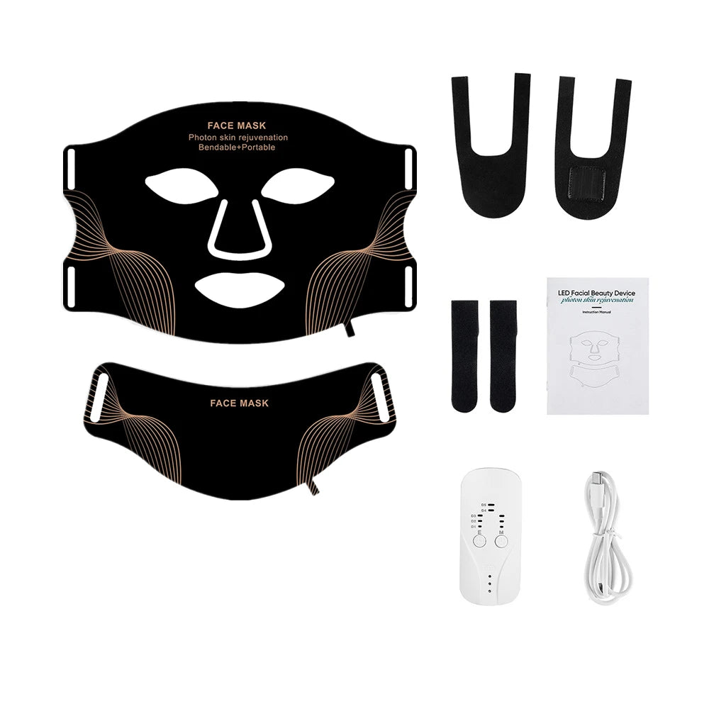 Siliconen LED Masker Gezicht & Nek – 7 Kleuren Lichttherapie voor Huidherstel