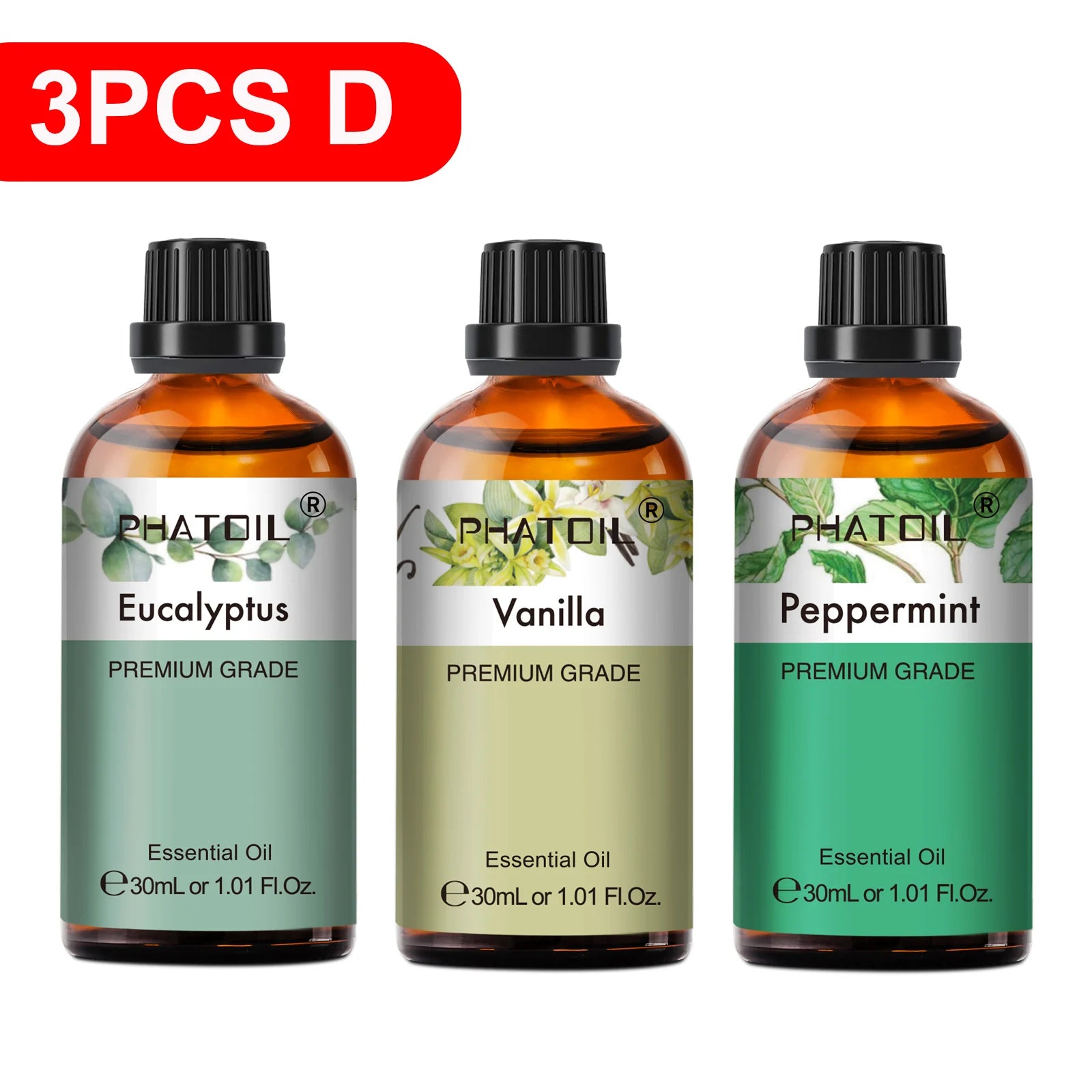 PHATOIL Essentiële Oliën Set 30ml – Lavendel, Citroen, Eucalyptus, Sandelhout & Bergamot voor Diffuser & DIY