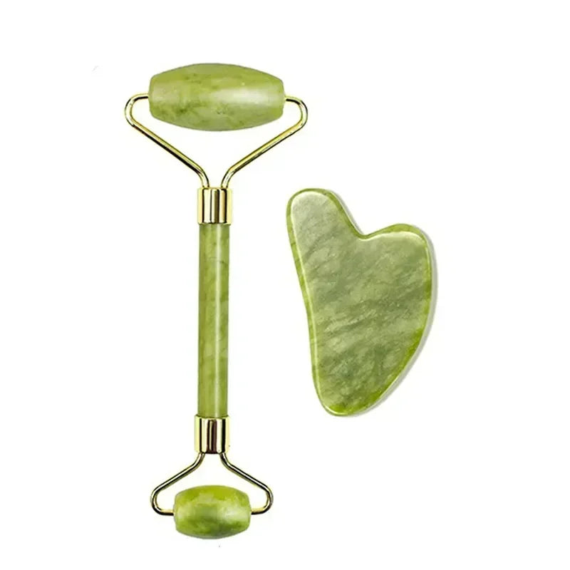 Natuurlijke Jade Roller & Gua Sha Set — Gezichtsmassage voor Lifting, Ontspanning & Stralende Huid