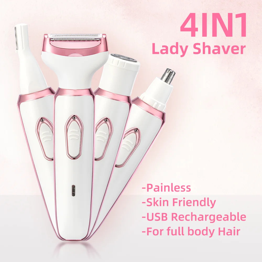 4-in-1 Elektrische Dames Epilator – Pijnloos Ontharen, Scheren & Trimmen