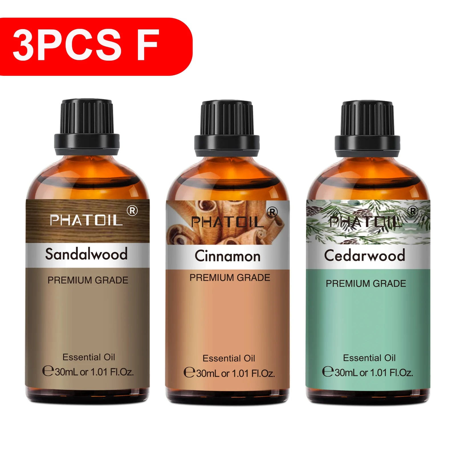 PHATOIL Essentiële Oliën Set 30ml – Lavendel, Citroen, Eucalyptus, Sandelhout & Bergamot voor Diffuser & DIY