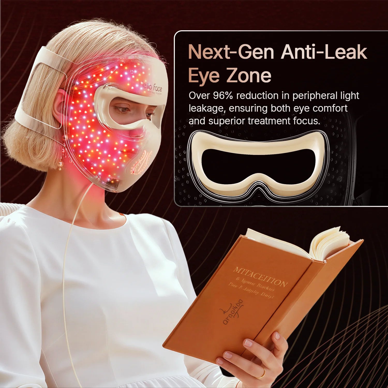 Hello Face M300 4D LED Light Therapy Mask 311 LEDs, 4 Modes, Anti-Aging & Acne Care, Ergonomic Silicone Design, Visual Comfort Kenza Beauty Lab