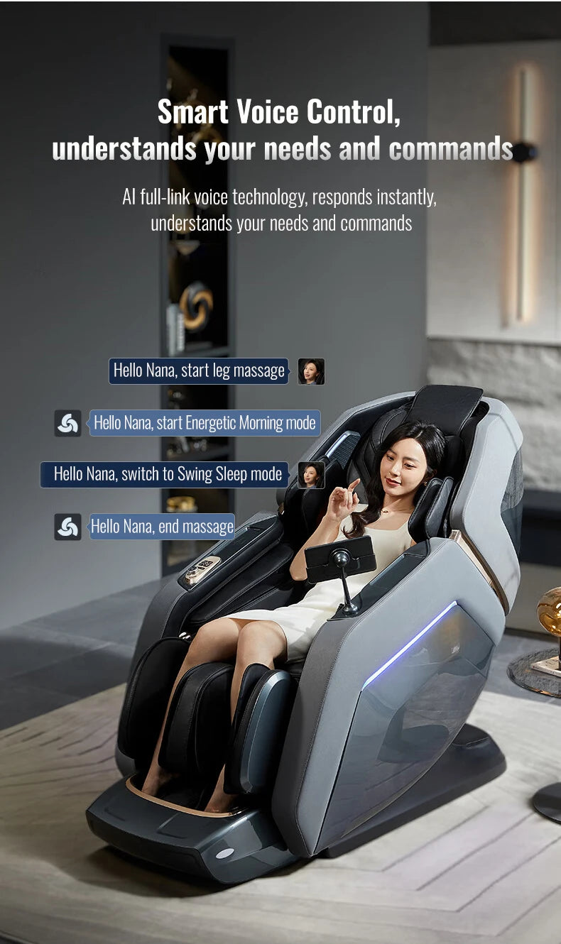 4D Massagestoel Zero Gravity — Spraakbediening, Verwarming, Bluetooth & Airbags