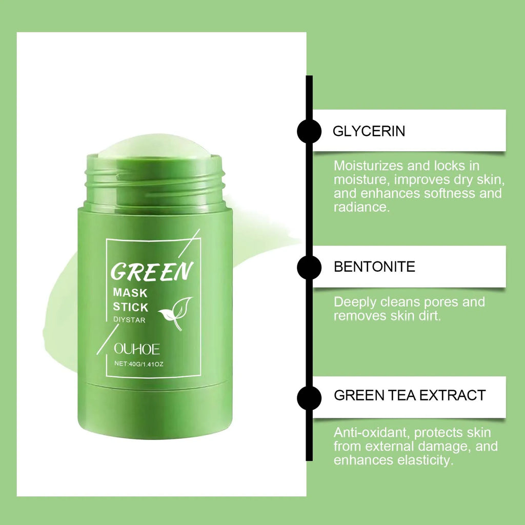 Green Tea Clay Mask Stick — Poriënreiniging, Anti-Acne & Stralende Huid