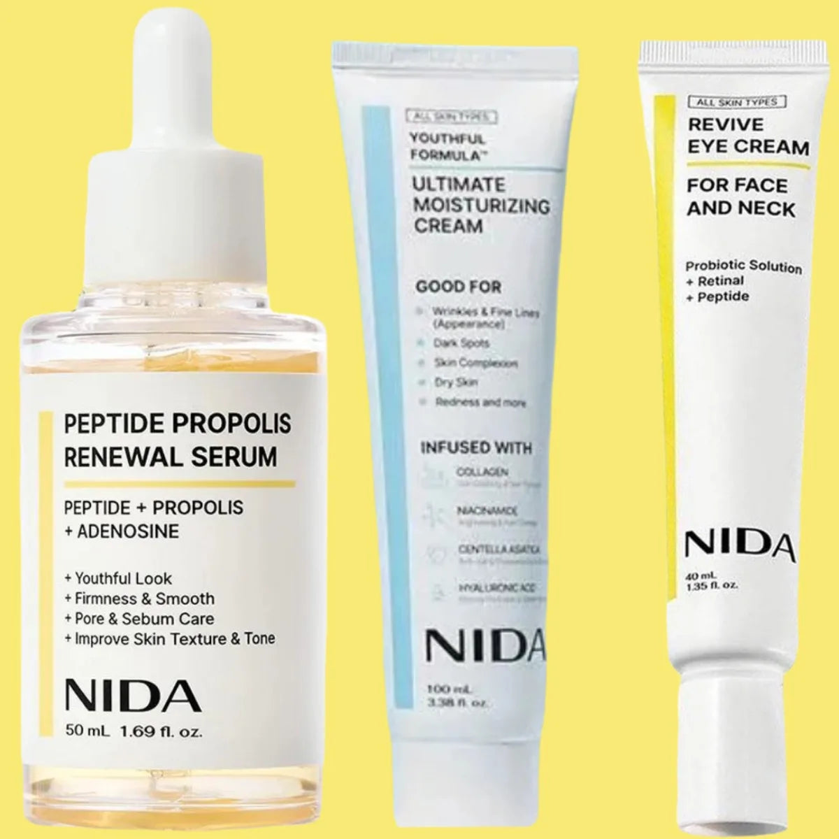 NIDA peptide skincare set met propolis en serum – skincare