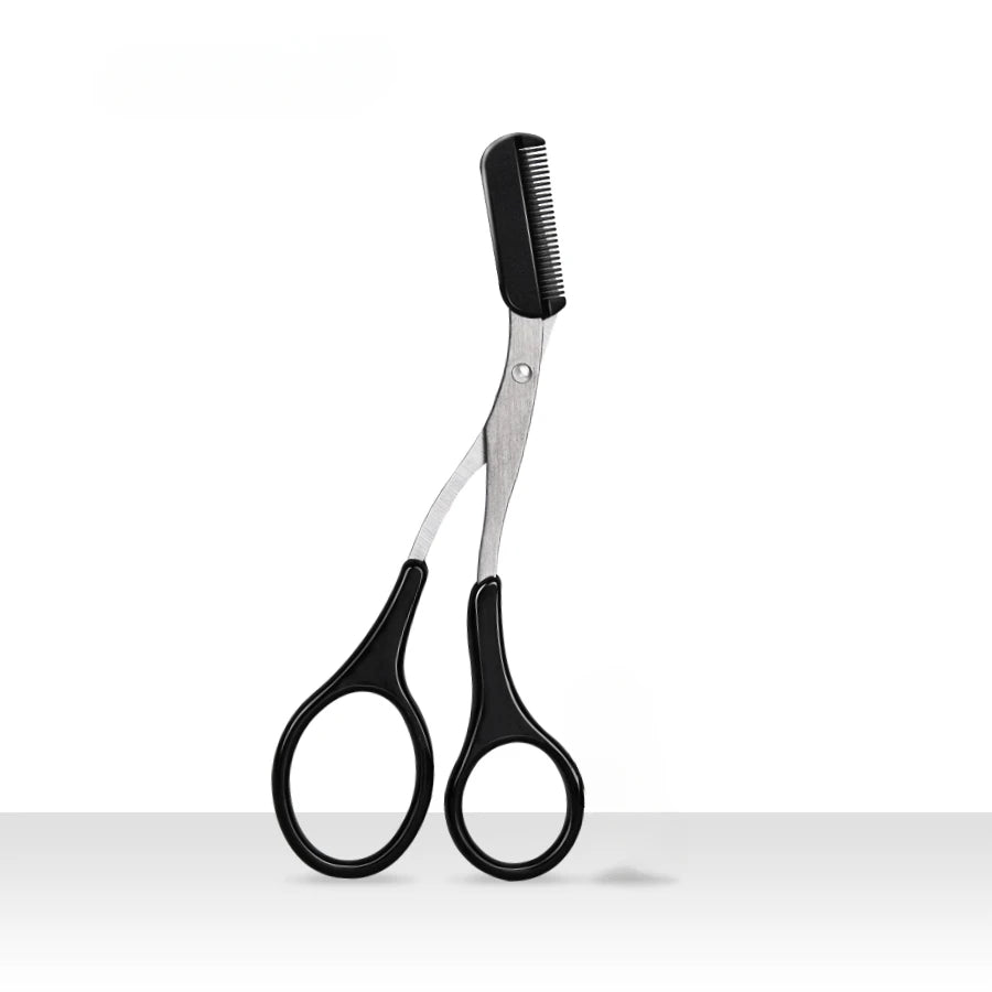 1Pc Safe Eyebrow Trimmer Black Eyebrow Scissors with Comb Hair Removal Shaver Eyebrows Shaping Makeup Tool  Stainless Steel 2025 Kenza Beauty Lab