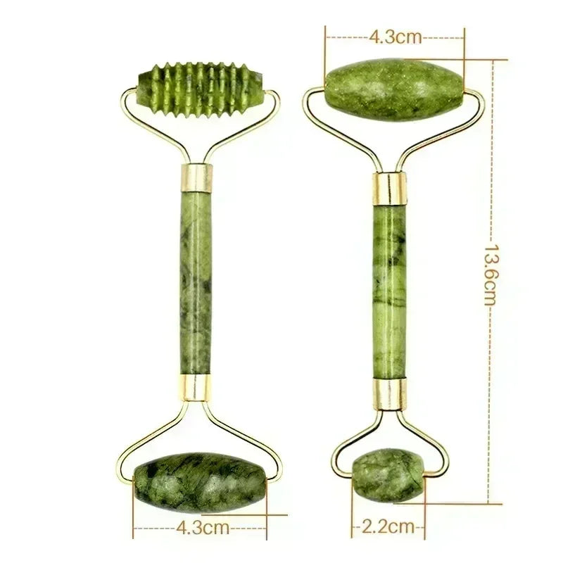 Natuurlijke Jade Roller & Gua Sha Set — Gezichtsmassage voor Lifting, Ontspanning & Stralende Huid