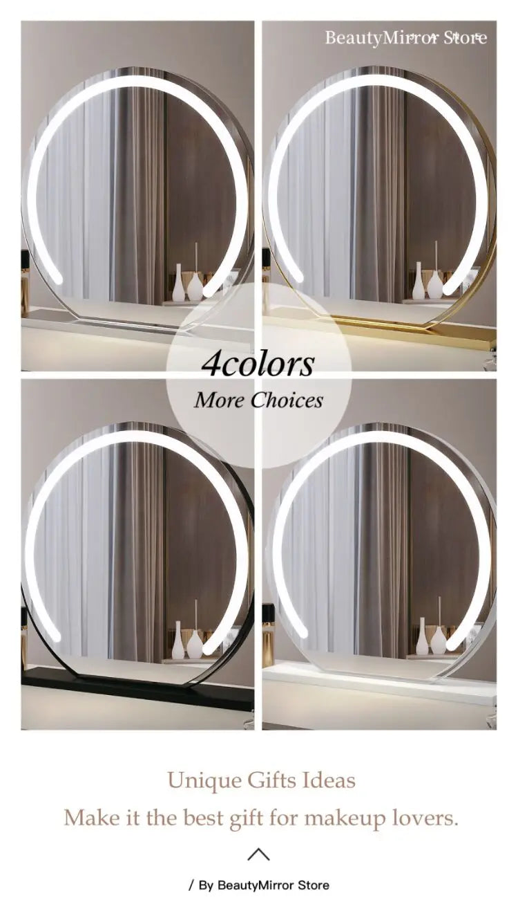 Vanity Makeup Mirror with Lights Detachable 15x Magnification 3 Color Lighting Modes Touch Screen Control 360°Rotation Kenza Beauty Lab