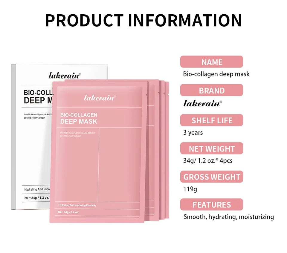 Bio-Collageen Diep Nachtmasker 34g — Hydratatie, Poriënverkleining & Stralende Huid